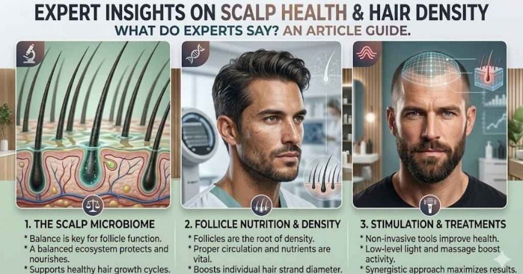 What do experts say about scalp health and hair density?